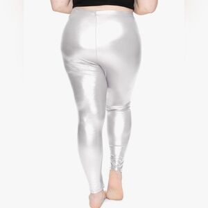 Metallic Silver Stretch Leggings